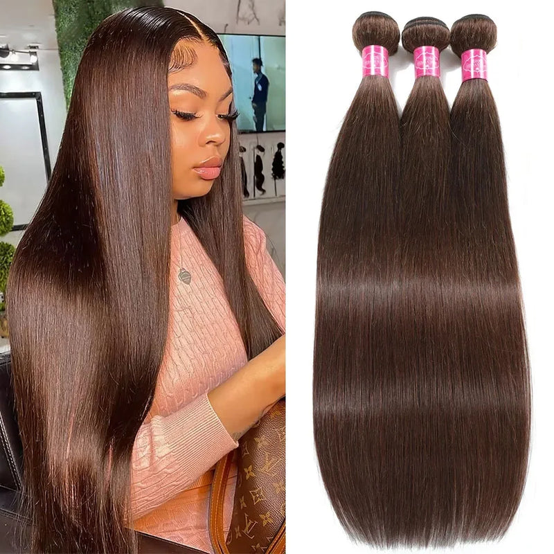 15A Remy Brazilian Bundles Straight Human Hair Bundles Deal #4 Brown Colored Bundles Hair Weaving Straight Bundles Human Hair