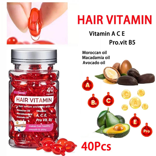 Hair Vitamin Serum Capsule Hair Maks Treatment Serum Enriched with Moroccan Jojoba Soybean Oils Vitamins A C E  No Rinse