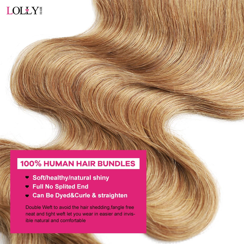 #27 Honey Blonde Bundles Body Wave Hair Bundles Brazilian Hair Weave Human Hair Bundles  Body Wave Hair Bundles 3/4 Bundles