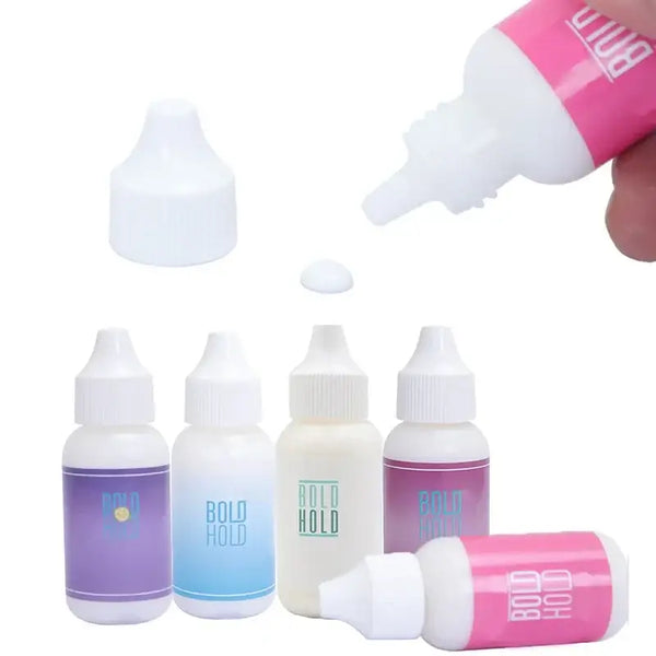 Bold Hold wig adhesive bottles showcasing extreme hold for hair replacement and toupee systems.